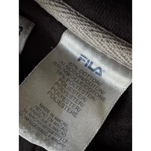 Fila Black Quarter Zip Sweatshirt Pullover XL Cotton Blend Logo Fading Present - Picture 6 of 8